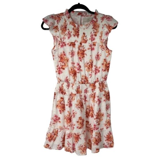 Loft‎ Whisper White Floral Smocked Ruffle Flare Dress - Picture 1 of 7